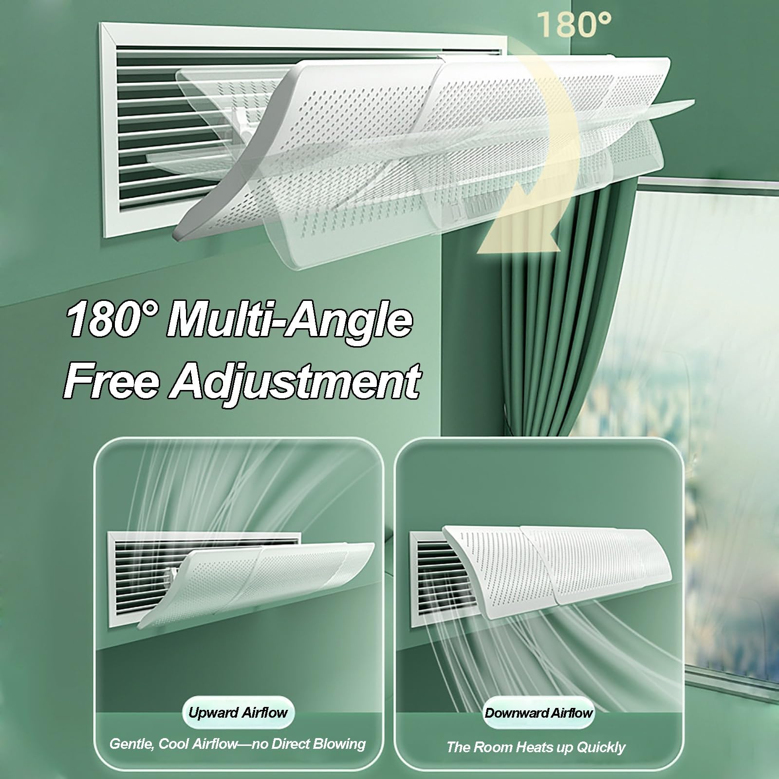 Deflettore Condizionatore, Deflettore Condizionatore Universale Retrattili per Bocchette a Soffitto, Anti-Flusso Diretto, Facile Installazione, Angolo Regolabile(82x16cm/32x6in)