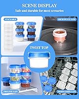 Vista 7 de Recipientes para aderezo de ensalada, [8 unidades x 2 onzas] reutilizables, fáciles de abrir, aderezo, condimento, salsa, recipientes para dip