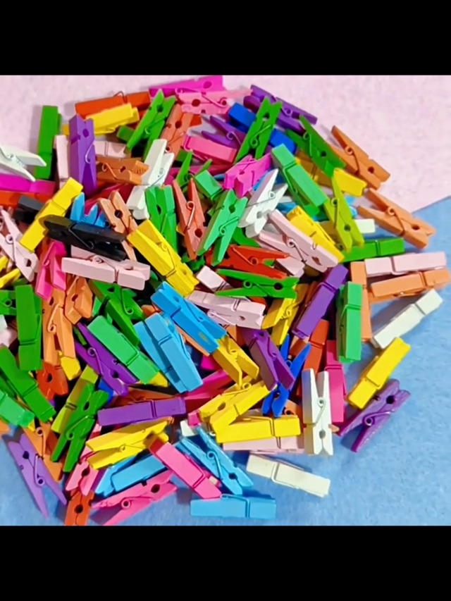 150 Mollette In Legno Colorato - Set Con Corda Di Iuta, 2.5/3/3.5cm, Per Decorazione - Foto 6