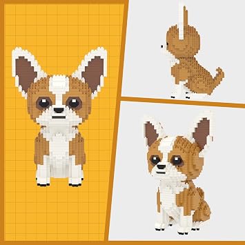Larcele Micro Building Blocks Set, DIY Mini Building Toy Bricks for Age over 12 Years, 1109 Pieces KLJM-02 (Chihuahua)