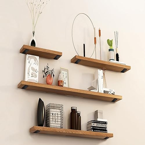 Miniatura 5 de CONNOO Paquete de 6 soportes en L gruesos y resistentes, soportes flotantes en T de 8 pulgadas, soportes en L de metal negro para estantes, soporte