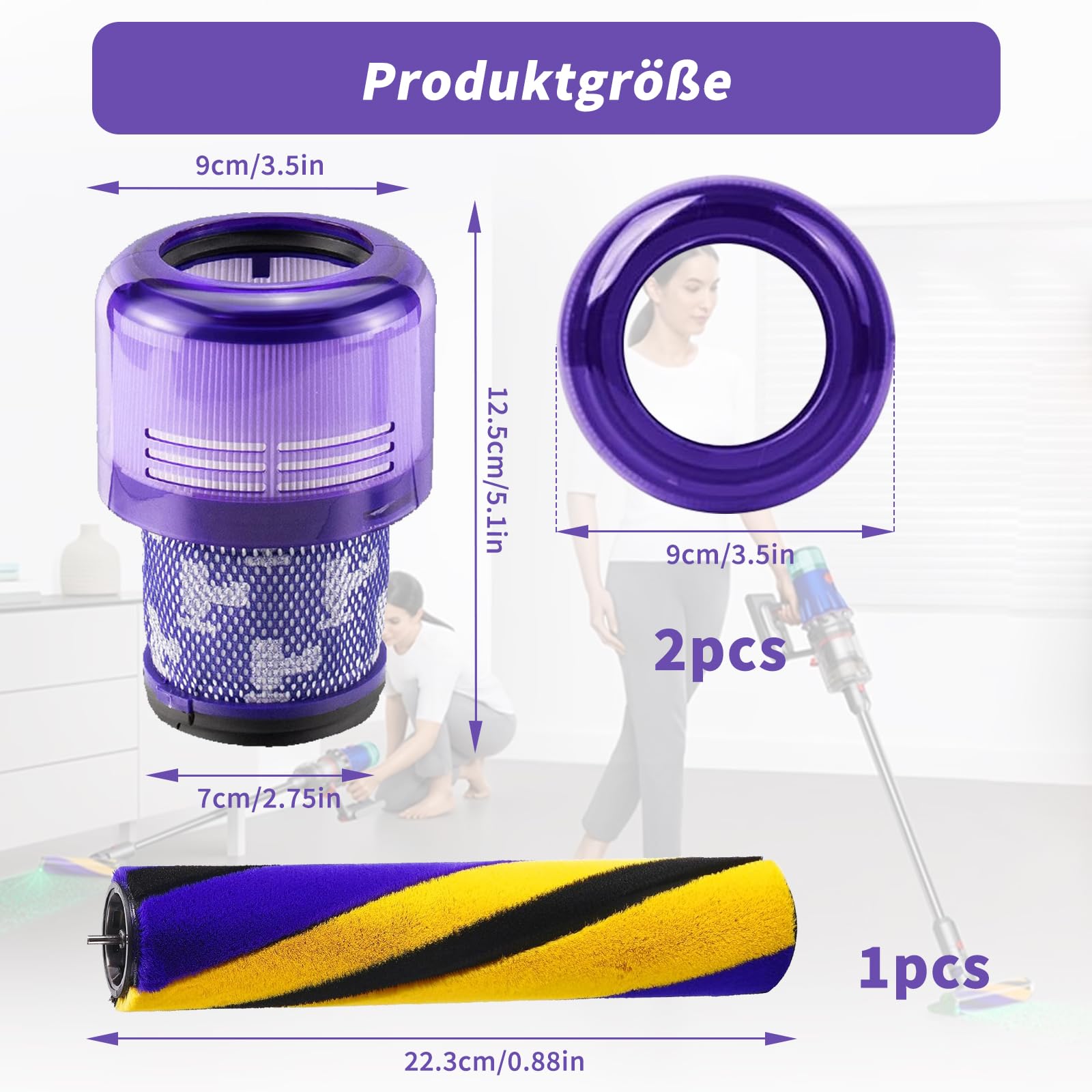 3 sztuki filtrów V15 do Dyson, filtr HEPA do Dyson V15, z 2 filtrami Dyson, 1 x akcesoria do szczotek V11, filtr zamienny do Dyson V15 Slim Absolute Extra/Total Clean/Fluffy