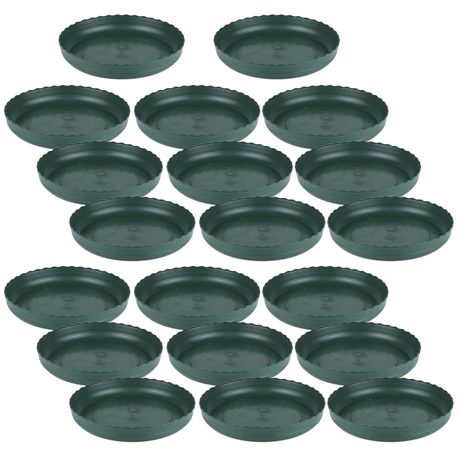 TOYANDONA Platillos para Macetas Redondos de Plástico Grueso Bandejas de Goteo Verdes 20 Unidades Base Estable y Resistente para Plantas de Interior y Exterior