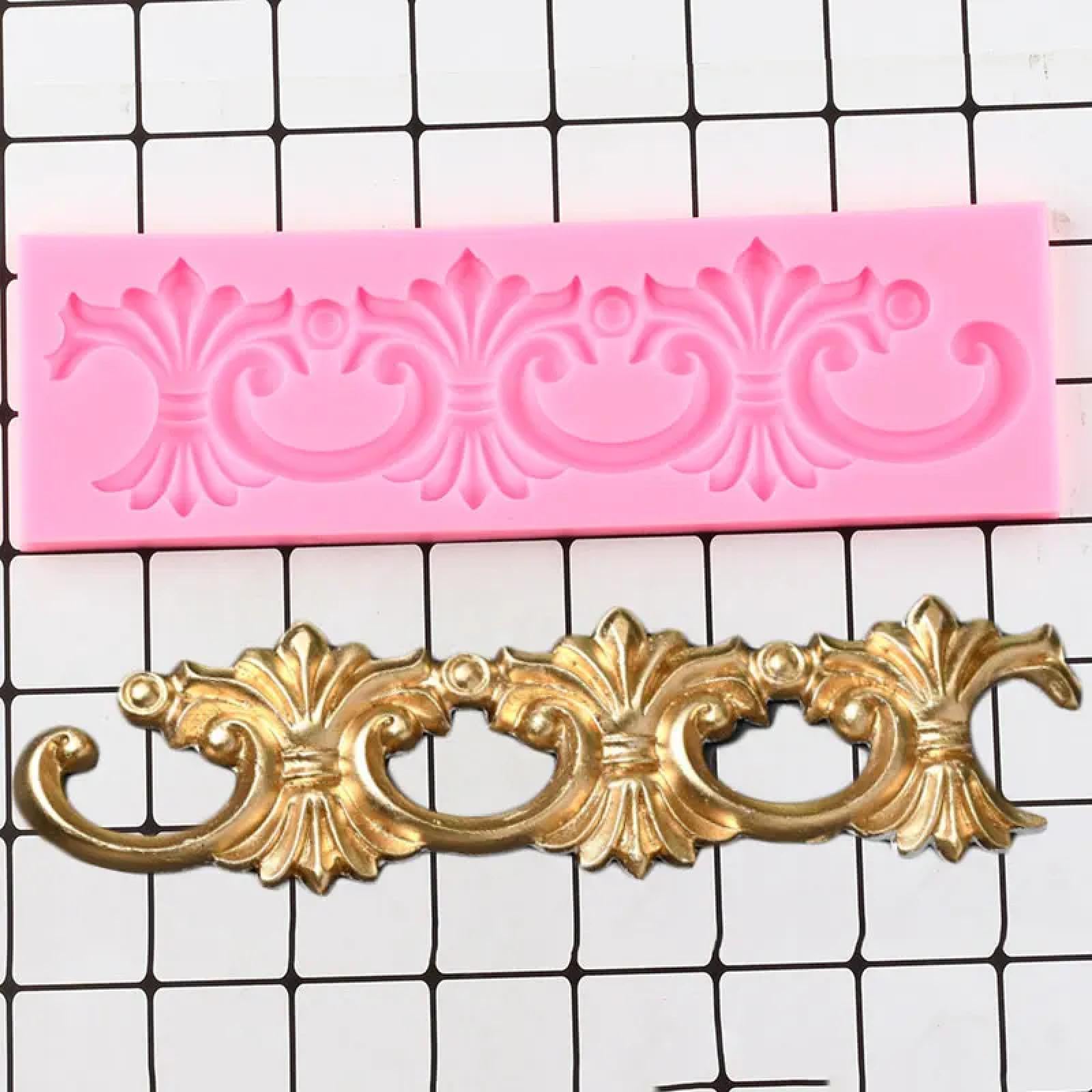 Moules en silicone, moules à chocolat, 24,7 x 7,4 cm, moules en silicone en forme de fleur baroque en relief, moule à fondant, outils de décoration de gâteau, moule à chocolat, argile