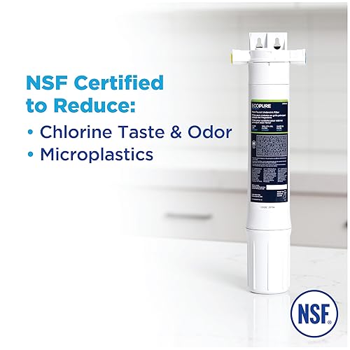Miniatura 5 de EcoPure Sistema de filtración de agua en línea para grifo principal debajo del fregadero (EPWUFF1)  Certificado NSF  Reduce cloro, sedimentos y
