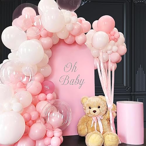 Miniatura 7 de Telón de fondo de pared de arco rosa de 2 x 5 pies, cubierta de fondo redondo para el día de San Valentín, cubierta de marco de arco de 2 caras,