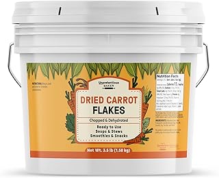 Unpretentious Dried Carrot Flakes, 1 Gallon, Diced, Ready to Use, Non GMO