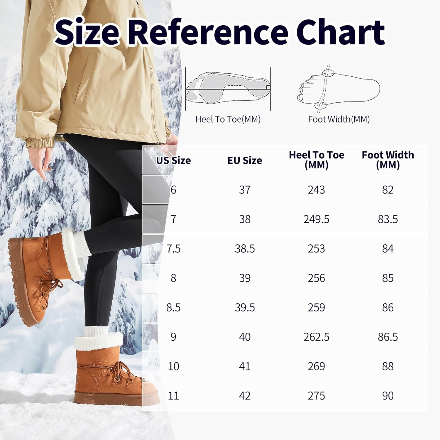 TUOPIN Women's Classic Platform Mini Snow Boots - Faux Suede Slip-On & Lace-Up Winter Booties with Sherpa Lining, Anti-Slip Thick Sole Ankle Boots - Image 5