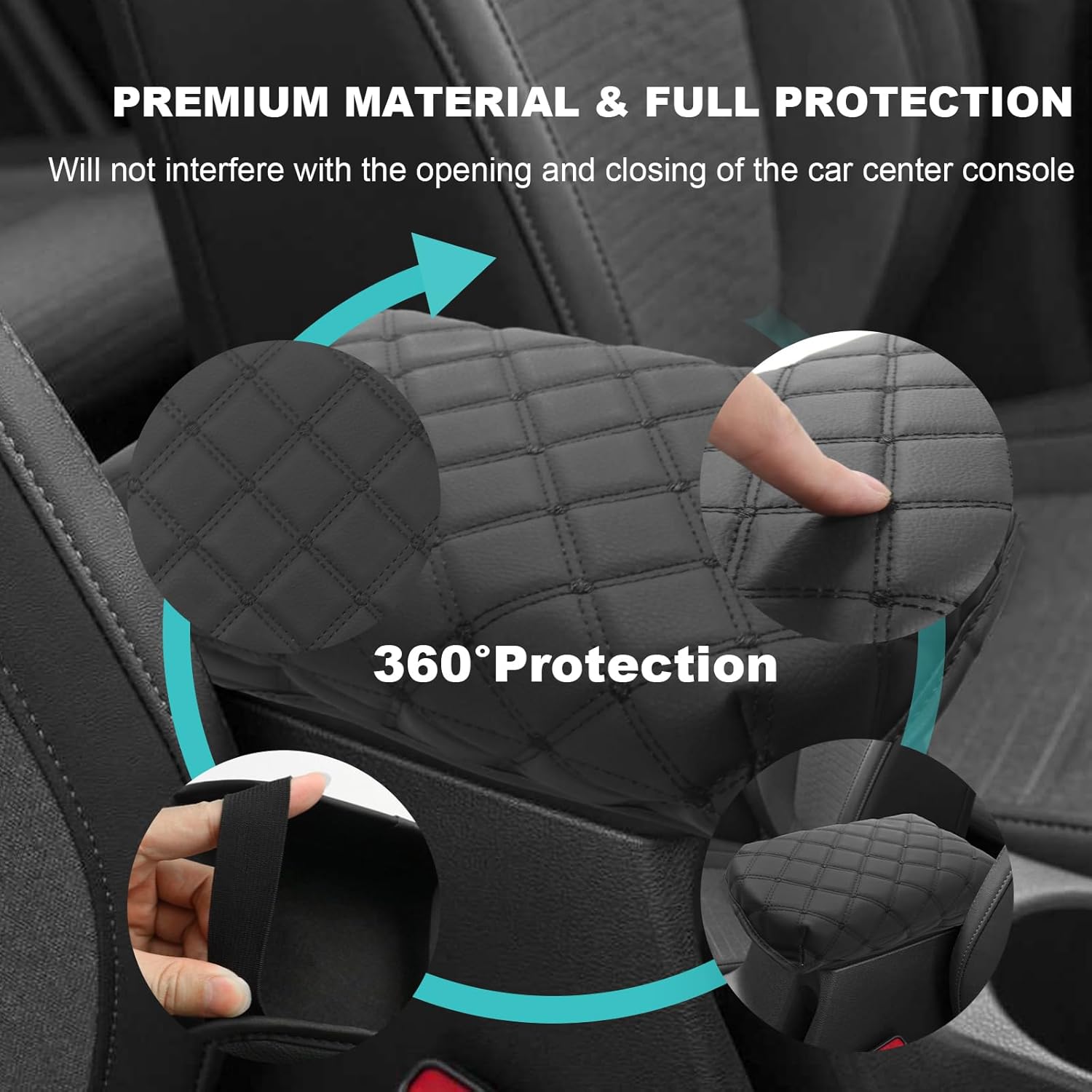 YEE PIN for 2024 2025 Kia Seltos Center Armrest Cover Saver 2024 Seltos Console Cover Fit for 2021 2022 2023 2024 2025 Kia Seltos Central Console Armrest Box Scratch Resistance (Black)