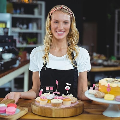 Miniatura 6 de 24 piezas de maquillaje para cupcakes Glitte, cosméticos, lápiz labial, pestañas, palillos para tartas, tema de maquillaje para niñas, suministros
