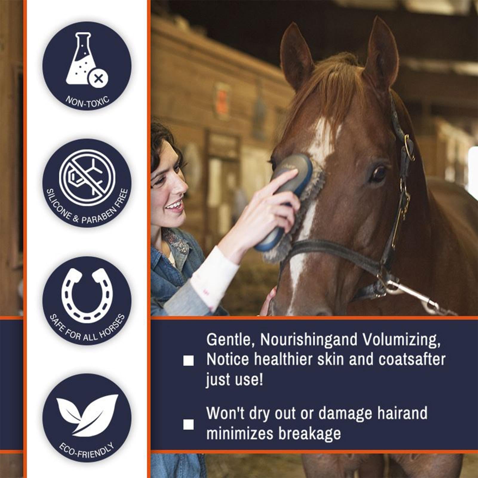 Champú para caballos, acondicionador de melena y popa, 500 ml de melena y cola natural, limpiador de abrigo, accesorios para el cuidado de caballos, añadir brillo, desenredar, eliminar la