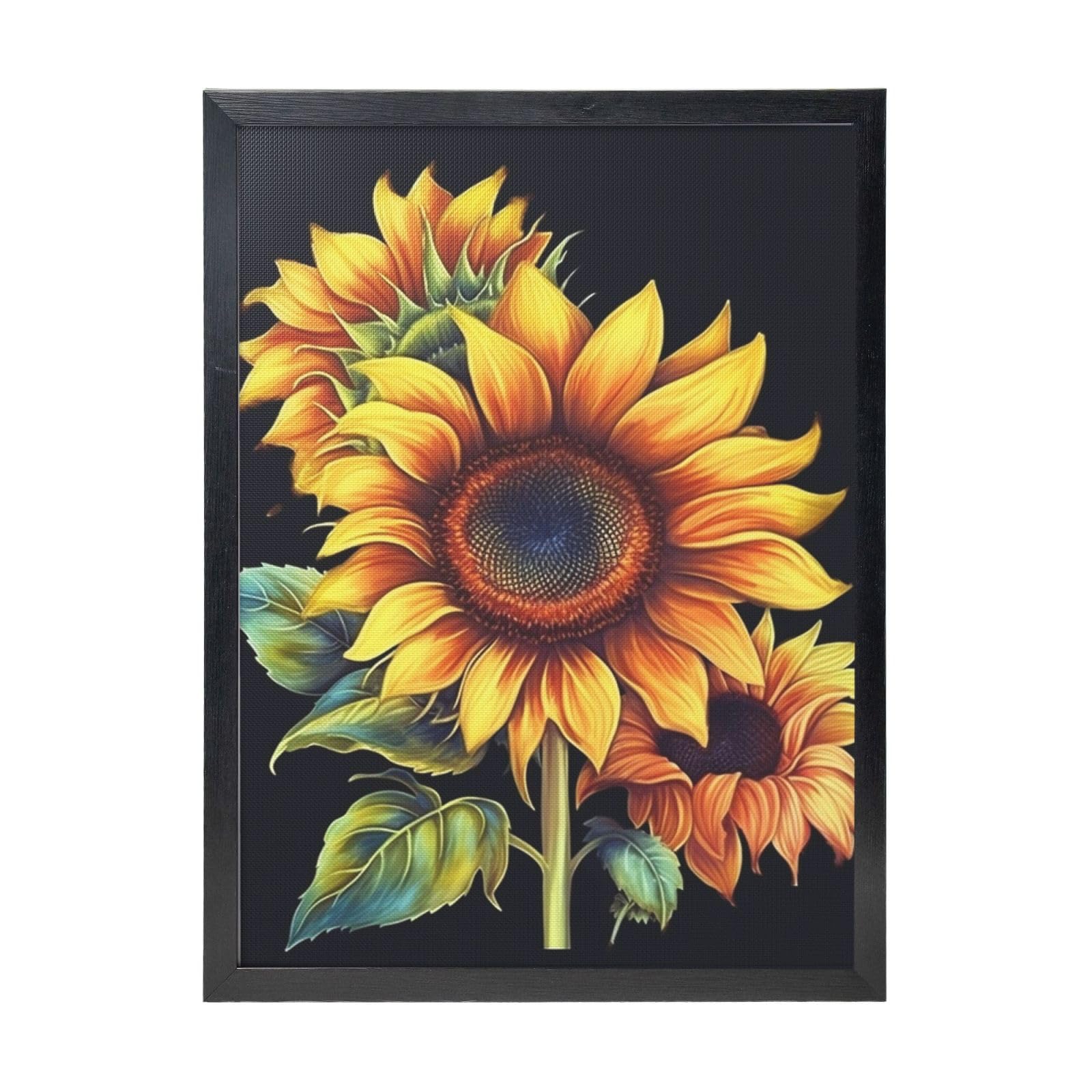 Framed Wall Art - Decorative Canvas Painting Summer Sunflower Pictures Poster Aesthetic Modern Prints Artwork for Bedroom Office Wall Decor Ready To Hang 12x16 in