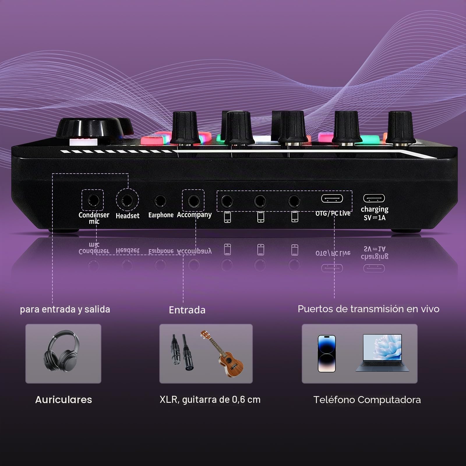 Podcast F998 Live Sound Card mit BM800 Kondensator Mikrofon professionelle Podcast Equipment Bundle DJ Mixer Effekten für Live Streaming, Gaming, YouTube, TikTok