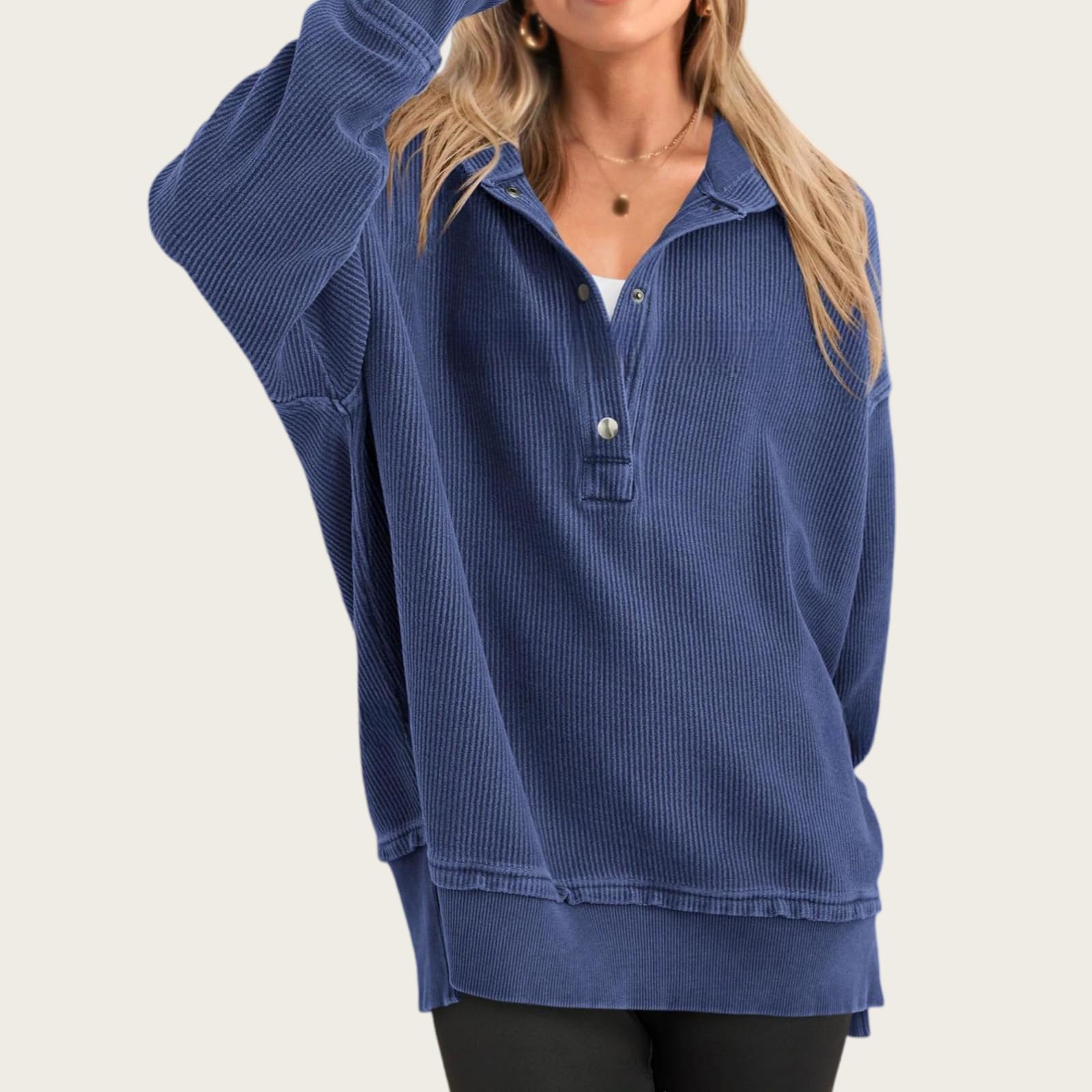 Damska bluza oversize z kapturem, dekolt w serek, rozcięcie, na co dzień, na jesień i zimę, topy