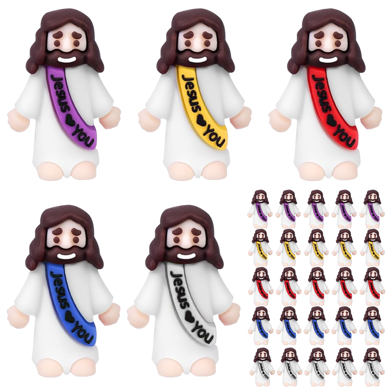 KEAGAN 25 PCS Little Jesus Figures Religious Tiny Jesus Jesus Loves You Easter Decorations Christ Religious Savior Jesus Doll Religious Party Favors Gifts for Church Hide Sunday School Baptism