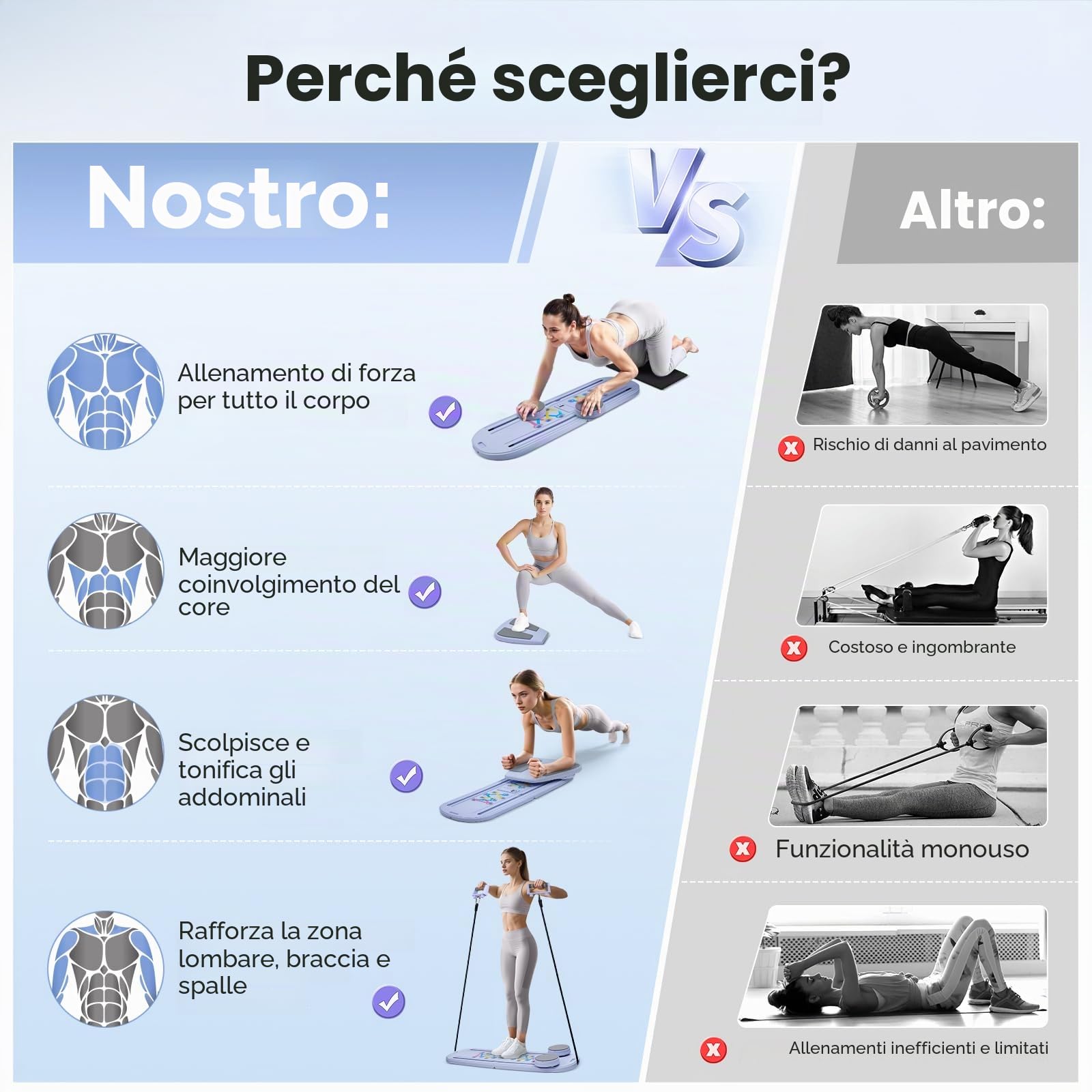 5 in 1 Pilates riformare macchina per la casa Tavola addominale pieghevole con rimbalzo automatico Ruota addominale Pilates attrezzature di allenamento per tutto il corpo Pilates reformer