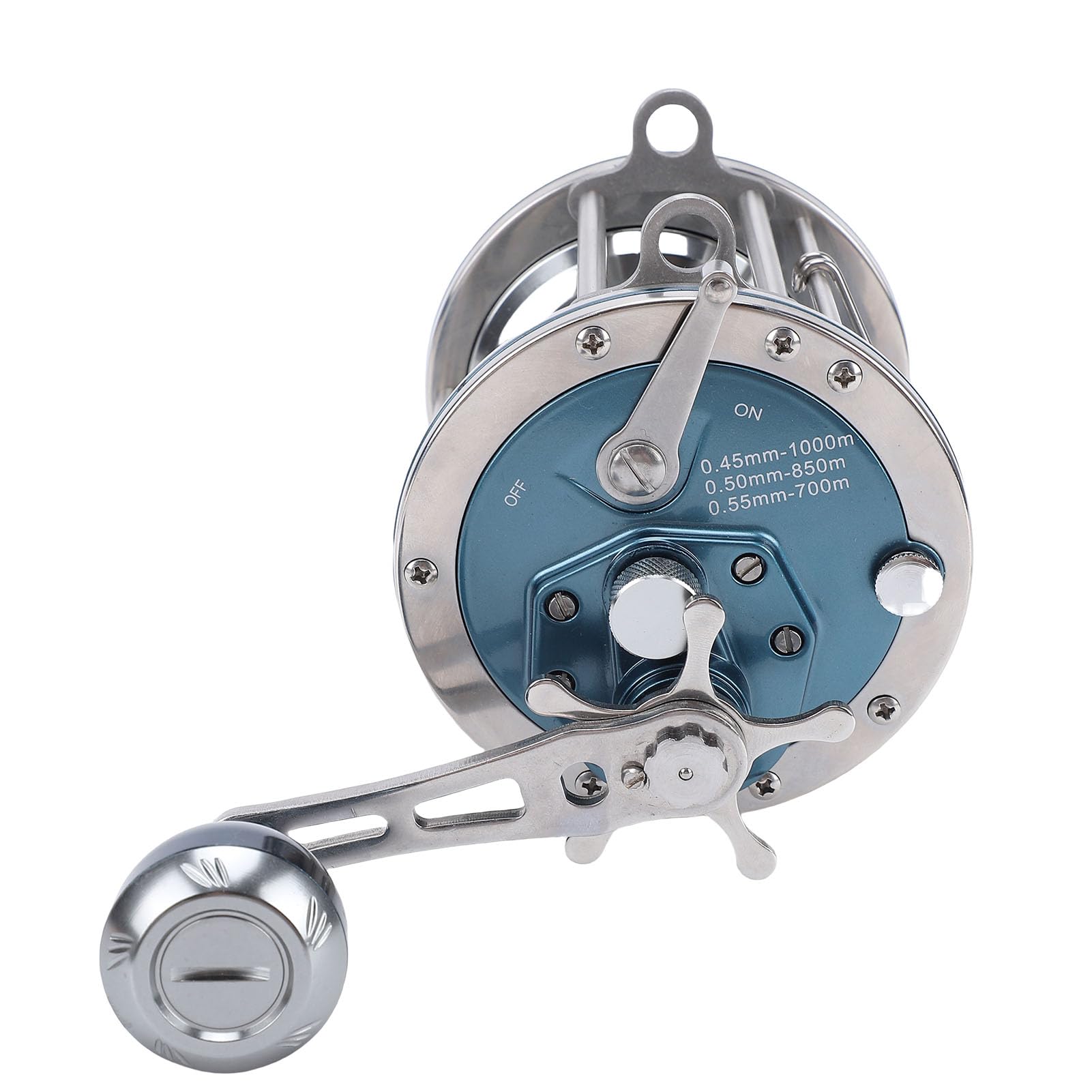 GOWENIC Metal Round Baitcast Reel Blue Right Hand for Saltwater