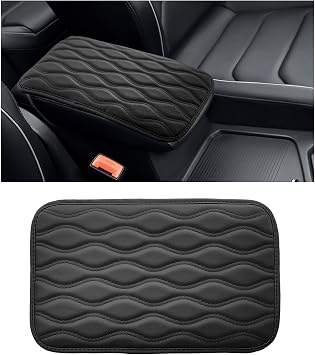 Dickno Car Center Console Pad, Waterproof Auto Armrest Seat Box Cover, PU Leather Arm Rest Protector Cushion Pad, Universal Vehicle Interior Protection Accessories for Car SUV Black