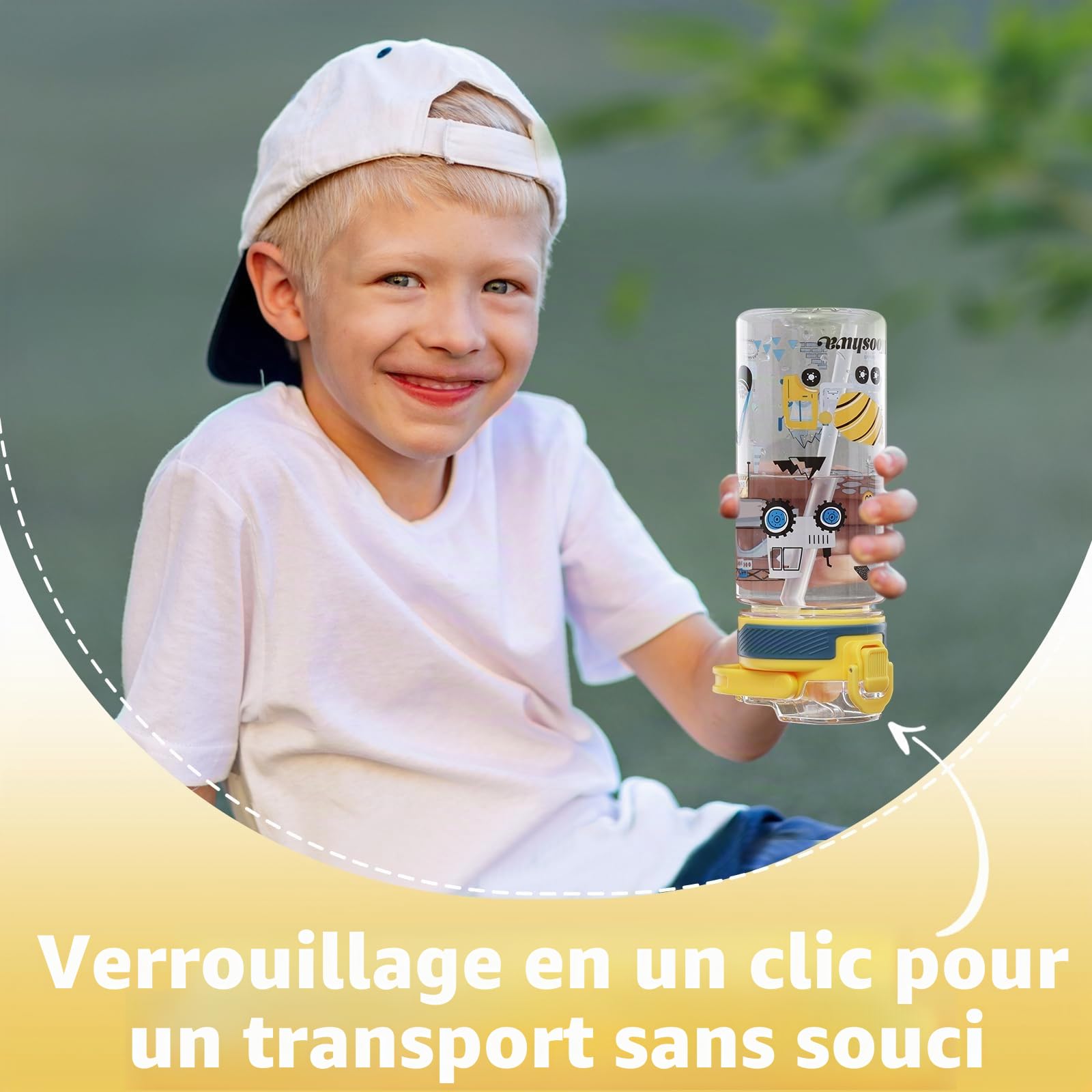 Bouteille d'eau Gourde avec Paille 480ml Anti Fuite Sans BPA pour Sport