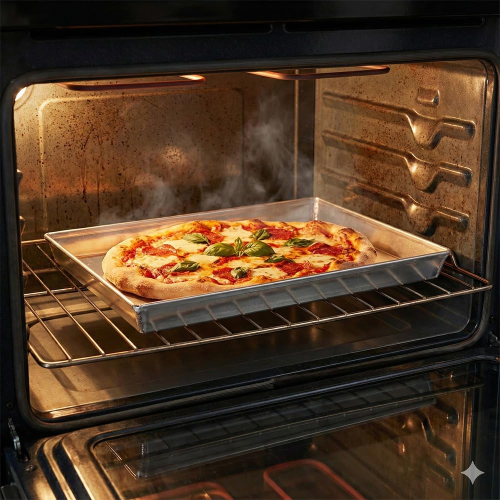 Set 2 Teglie per forno Rettangolare Pizza Lasagna Arrosti pasticceria 40x30x3 cm in Alluminio Puro 99,5% Professionale Made in Italy Alta Conducibilità Termica Ideale in Cucina Casalinga Ristorazione