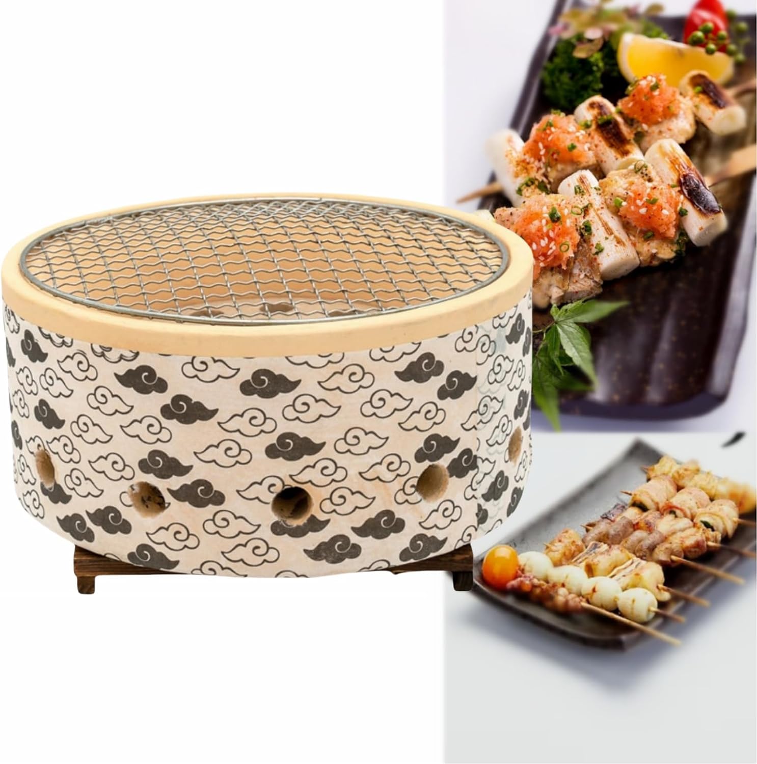 おしゃれ炭火焼き台 Amazon | COMEDYKING バーベキューコンロ 小さな丸い炭火焼き、炭火