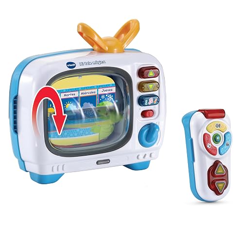 VTech-Baby Mi Tele Mágica Juegos y Canales, Televisión Interactiva Bilingüe, Ruleta y Mando Luminoso
