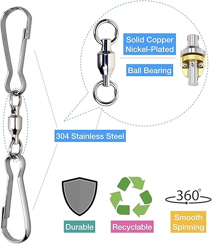 Miniatura 5 de HS's Creation Paquete de 6 clips dobles giratorios para organización en interiores y exteriores, colgador giratorio, campanillas de viento, prisma,