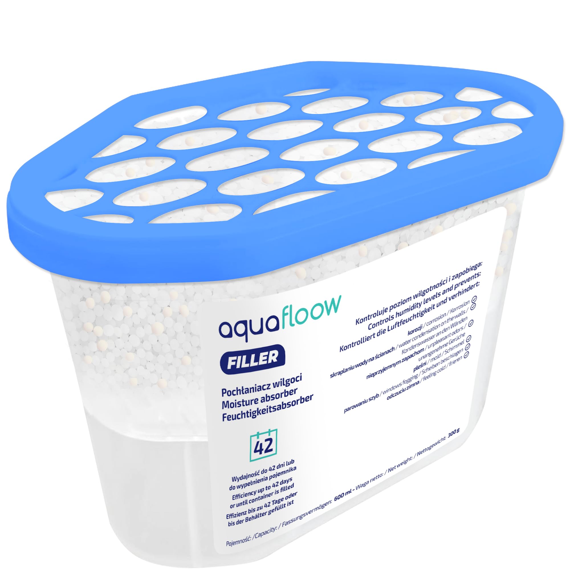 Aquafloow Deshumidificador 600 ml, Antihumedad Habitación 12 Piezas | Neutralizador de Olores, Absorbente de Humedad para Cocina, Armario, Baño, Estudio, Ropa