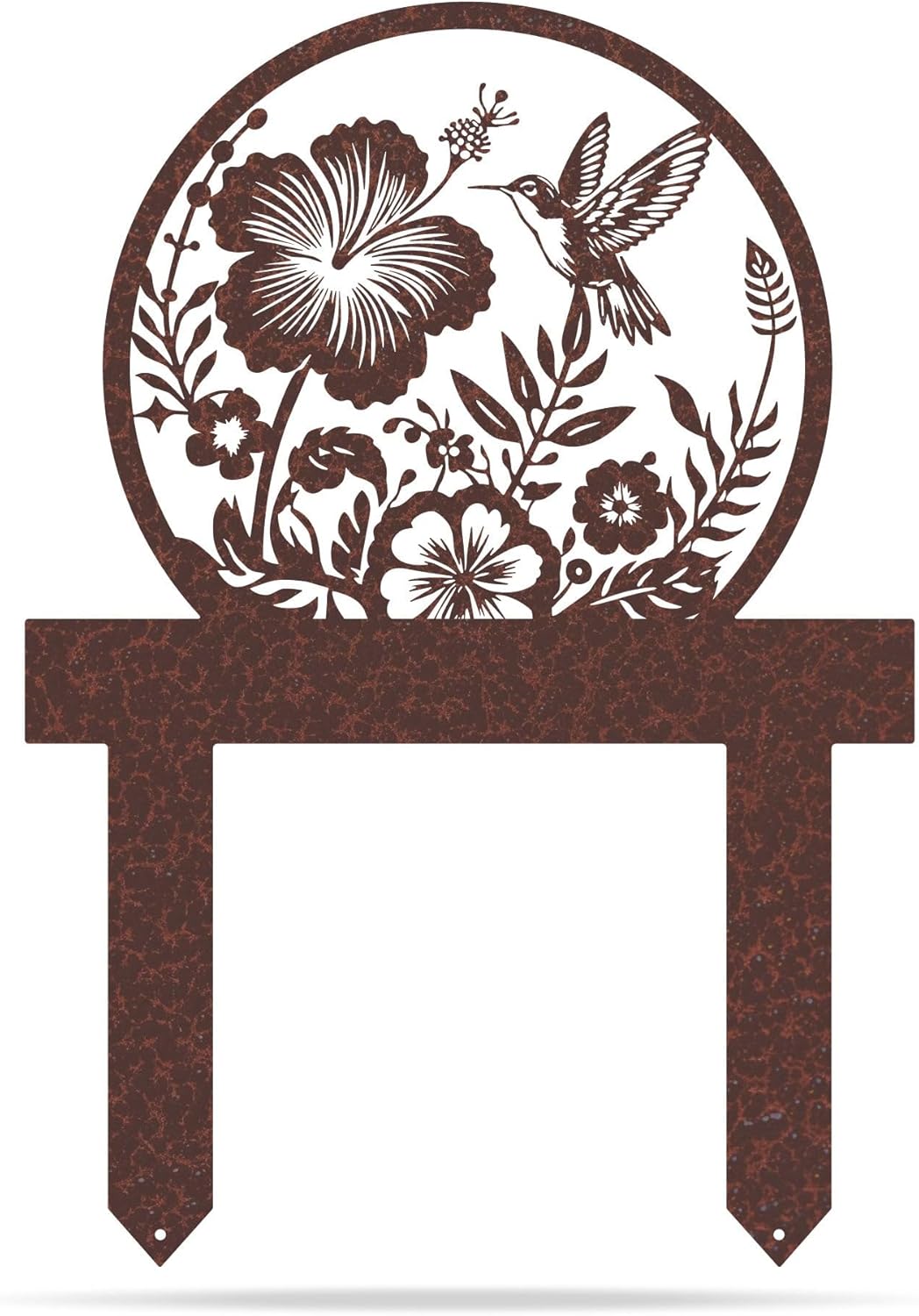 Garden Art - Metal Garden Sign with Hummingbirds & Flowers, Outdoor Yard Decor, Custom Metal Sign, Weatherproof Steel (PV-17x24)
