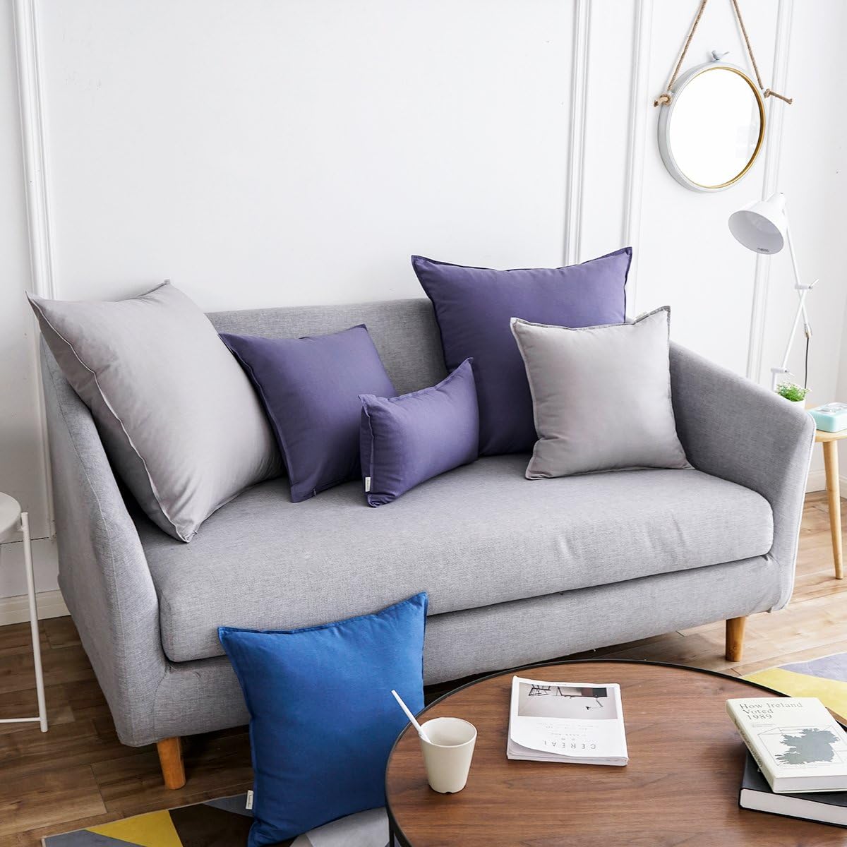 Jeanerlor Solid Cotton Linen Decoration Toss Throw Pillow Sham Cushion Case Special Pillow Cover Delicate Decorative Pillowcase for Children Kid Baby, 18"x18"(45 x 45cm), Silver Grey image 5