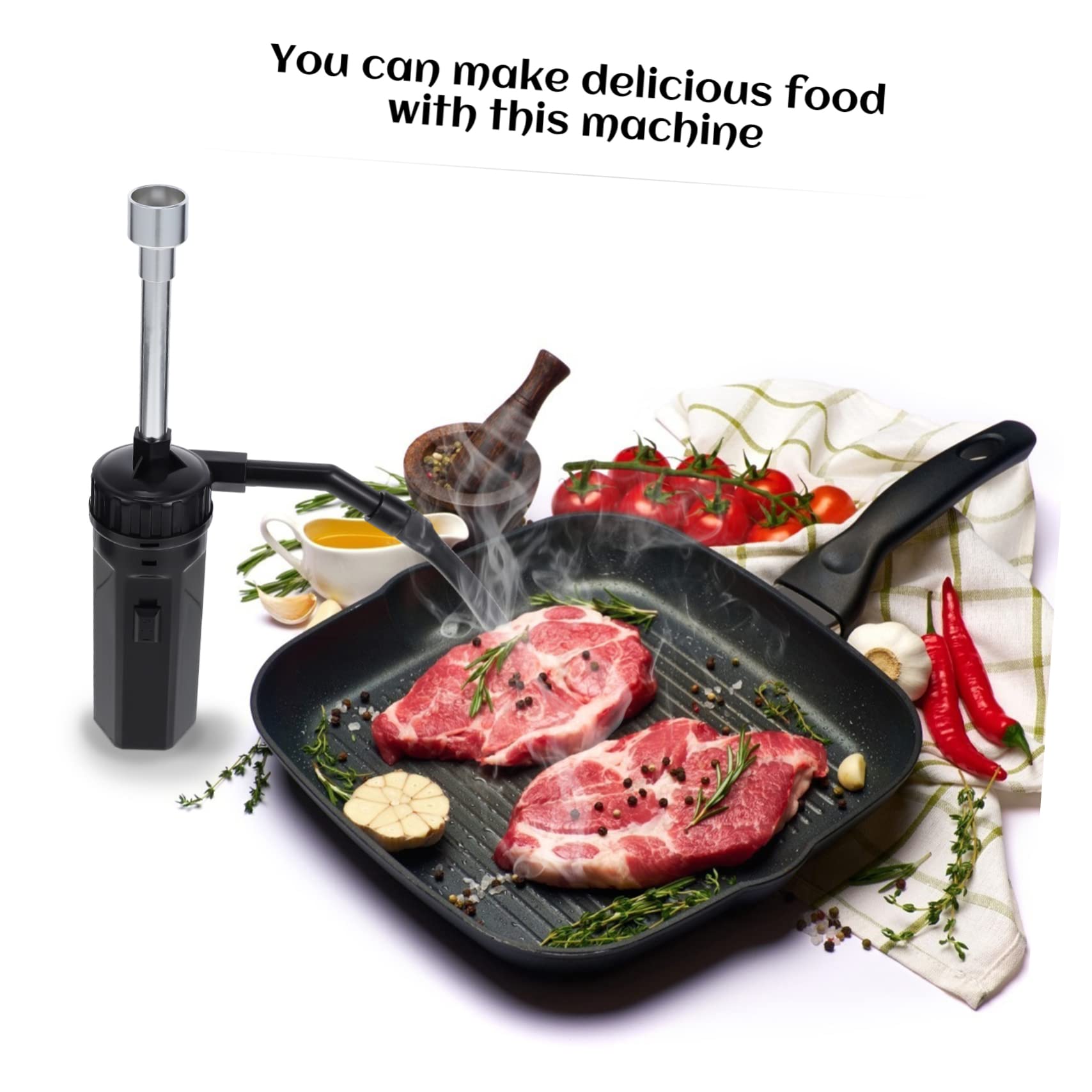 Plastica e Acciaio Inox Affumicatore Portatile, Riutilizzabile, Leggero, Versione a Batteria Secca, per Alimenti, per Cucina e Casa
