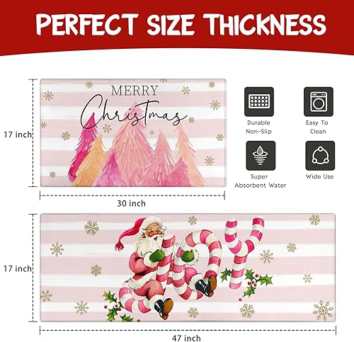 Miniatura 9 de Juego de 2 tapetes de cocina bohemios, modernos tapetes de cocina de granja, antideslizantes, lavables, marroquíes con respaldo de goma para