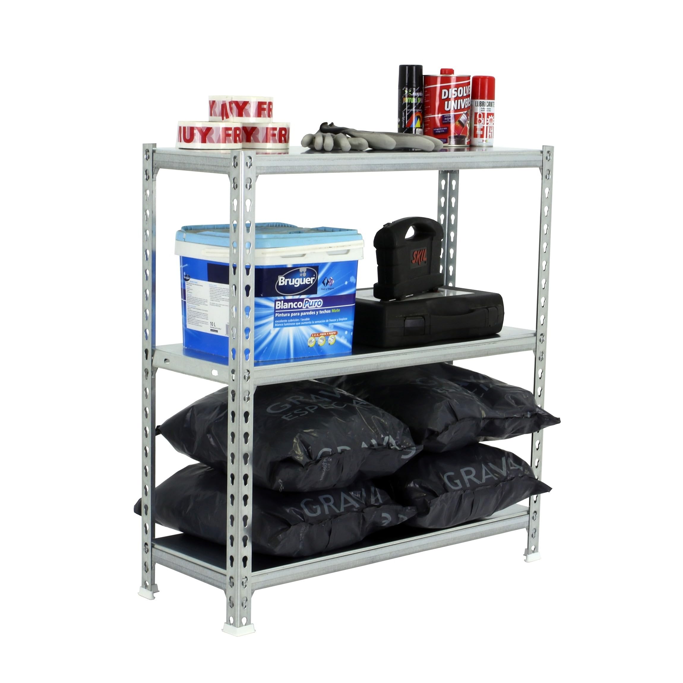 Simon Rack Regał metalowy 900x1000x300 mm, 3 półek, nośność 180 kg na półkę, regał magazynowy i garażowy, stabilna konstrukcja, kolor Ocynkowane – Simon Classic
