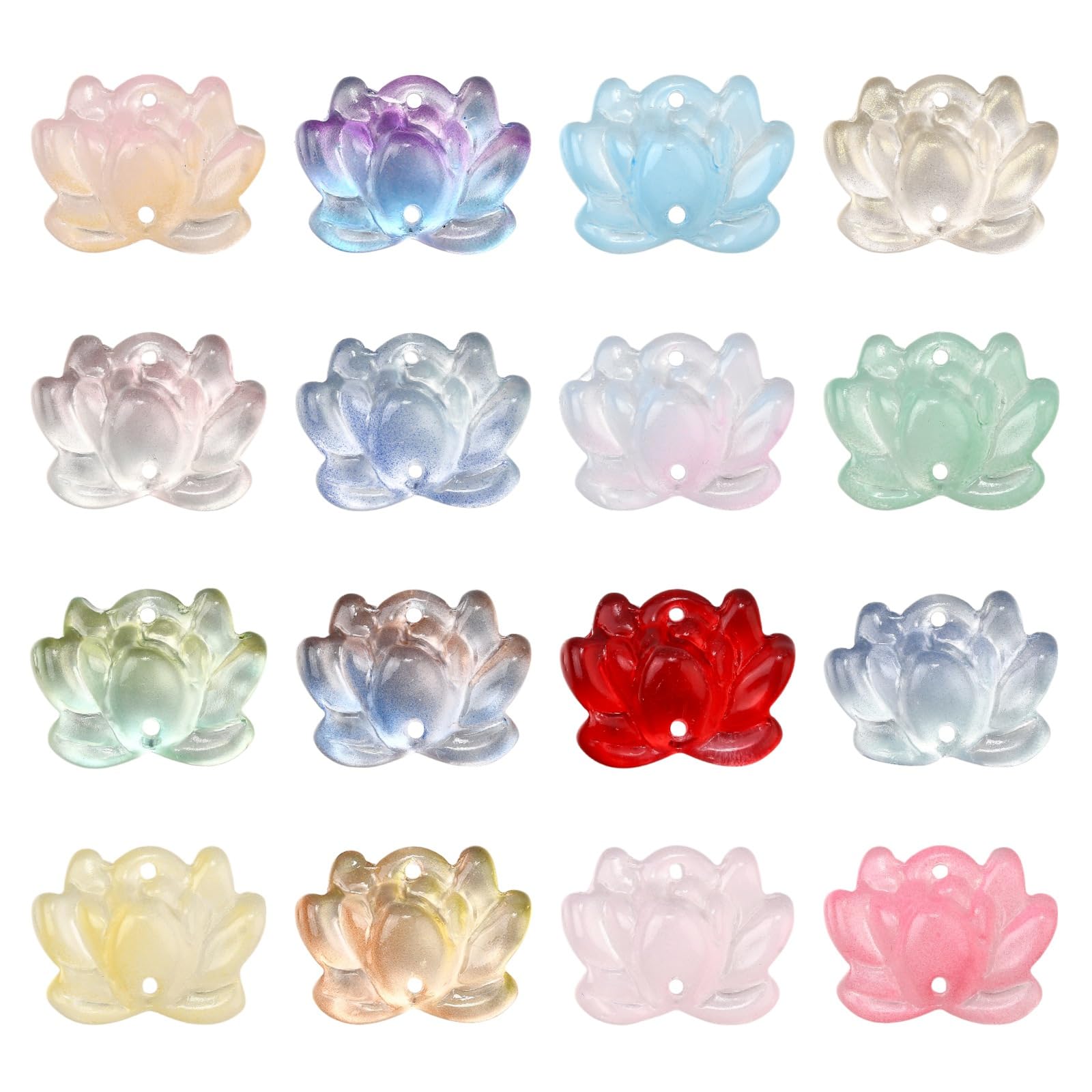 Perles en verre double trou pour fabrication de boucles d'oreilles et bijoux lotus DIY