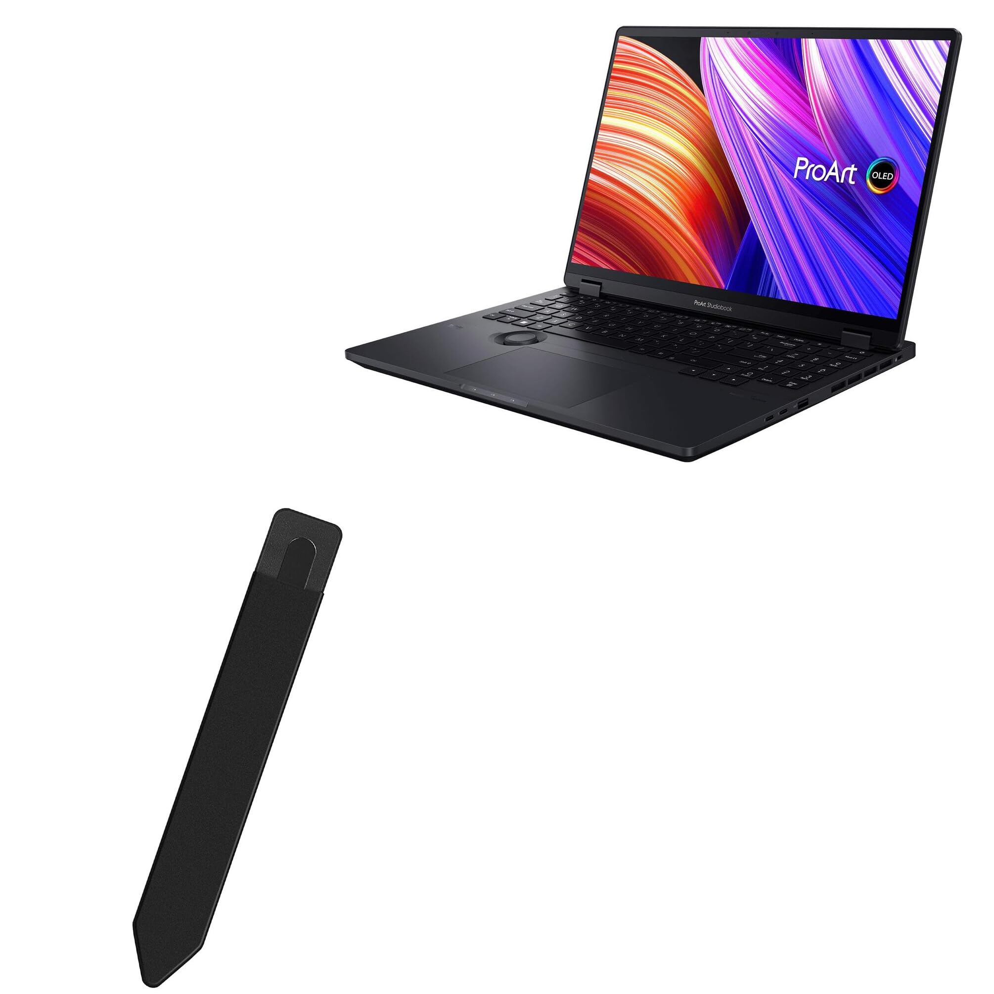 BoxWave Stylus Pouch Compatible with ASUS ProArt Studiobook 16 (H7604) - Stylus PortaPouch, Stylus Holder Carrier Portable Self-Adhesive - Jet Black
