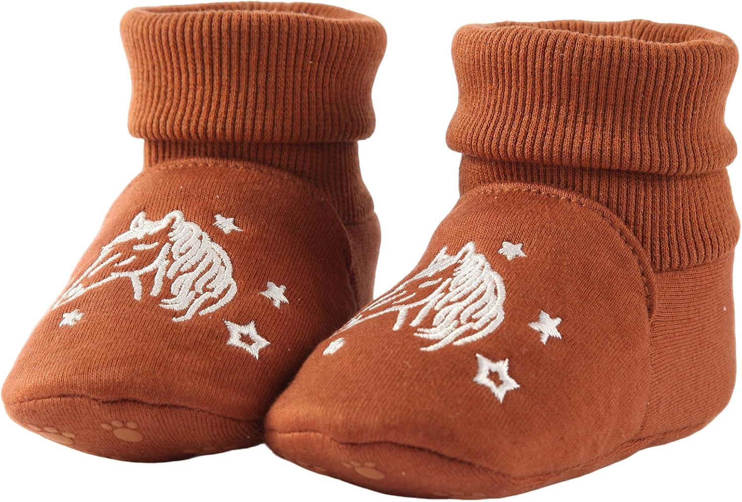 Newborn Infant Baby Cotton Booties Non-Slip Sole for Toddler Boys Girls Winter Warm Stay On Socks Shoes Unisex First Walkers Ankle Crib Slippers Shoes 3-6,6-12,12-18 Months