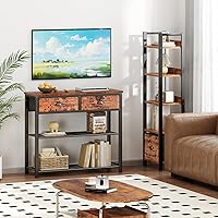 Vista 7 de Furologee Mesa de sofá consola con estante de almacenamiento para entrada, pequeña mesa de entrada de 30 pulgadas con 2 cajones de tela, estantes