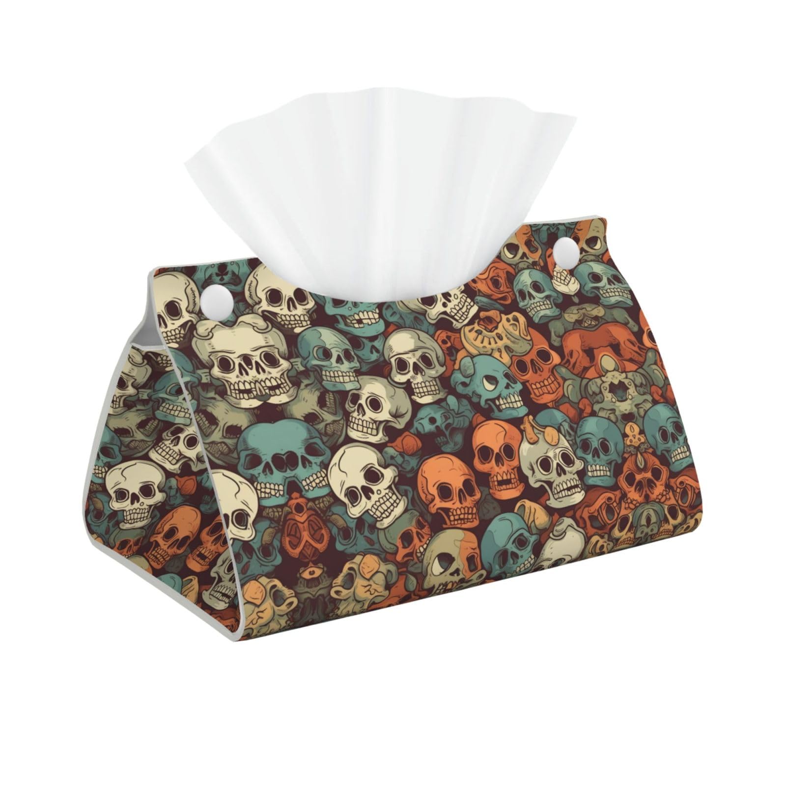 Decorative Tissue Box Cover Skulls in Tissue Box Holder Aesthetic Leather Storage Organizer Box for Bathroom Vanity Tabletop Night Stands Office Funny Home Decorative Tissue Case