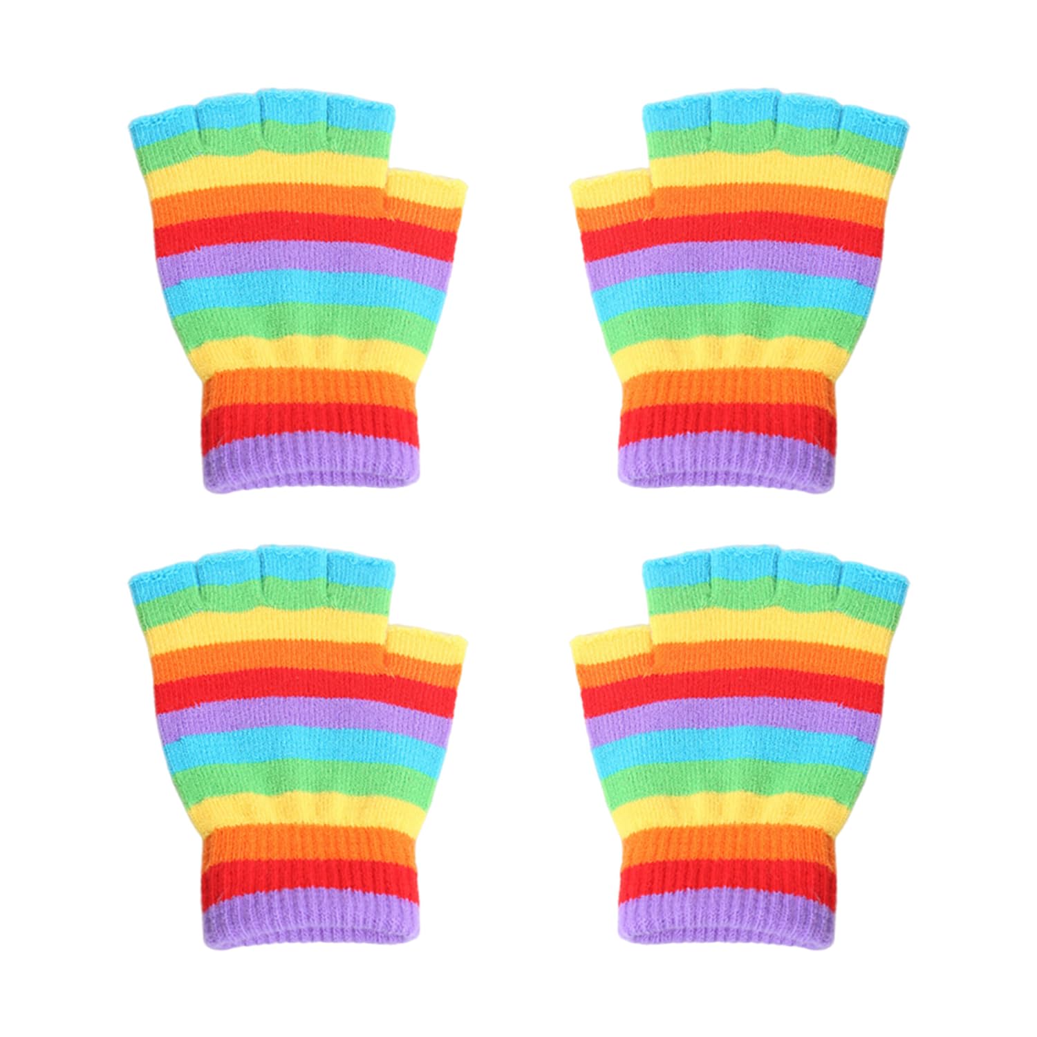 YSDYY 2 Pairs Of Colorful Gloves, Fingerless Gloves, Winter Gloves, Warm Knitted Gloves, Creative Design Gloves, Soft Elastic Gloves