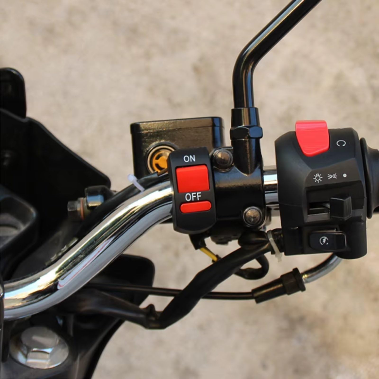 Interruptor De Manillar Interruptor De Apagado Del Manillar De La Motocicleta De 7/8 Pulgadas, Botón De Encendido Y Apagado, Luz De Advertencia Para Moto ATV Bike DC12V/10A
