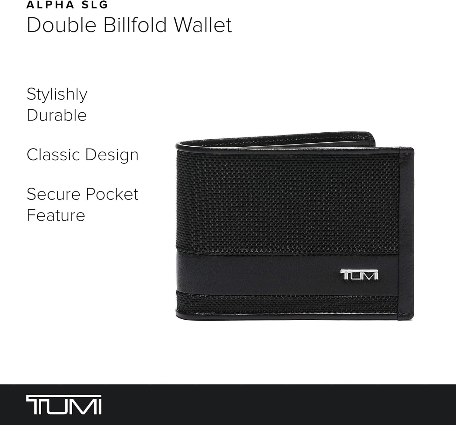 TUMI - Alpha Double Billfold - Men's Premium Wallet - Secure & Durable with Hidden Card Pocket - Black