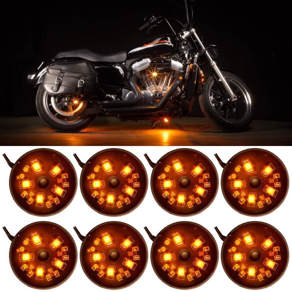 LEDGlow 8pc Orange LED Pod Lighting Kit for Motorcycles