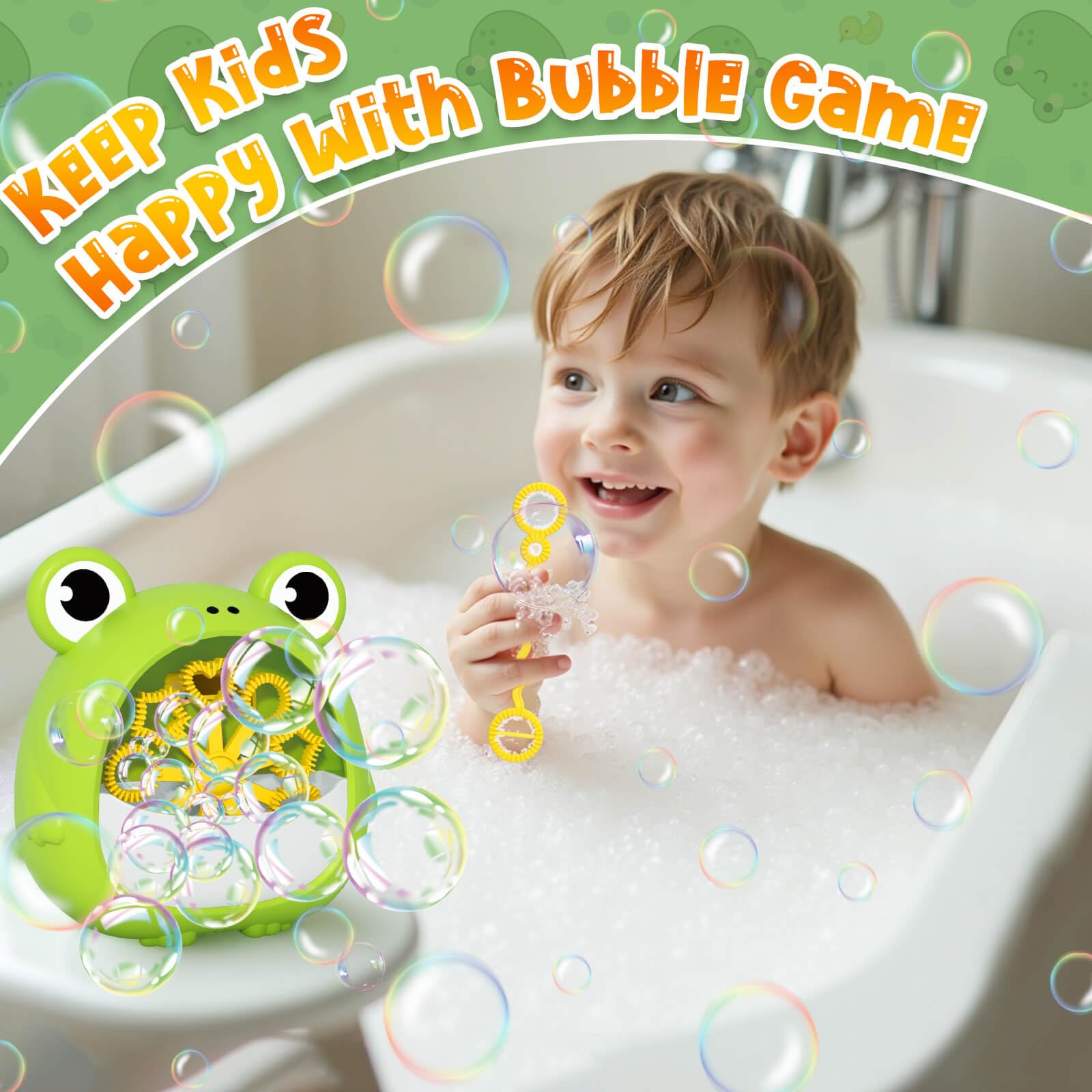 Toys for Kids 3-8 Year Old: Bubble Machin Frog Bubble Maker Gifts for 3 4 5 6 7 8 9 10 Year Old Boys Girls Toy Presents Age 1-2 Babies Bath Toys Party Outdoor Indoor Bubbles Blower - Image 4