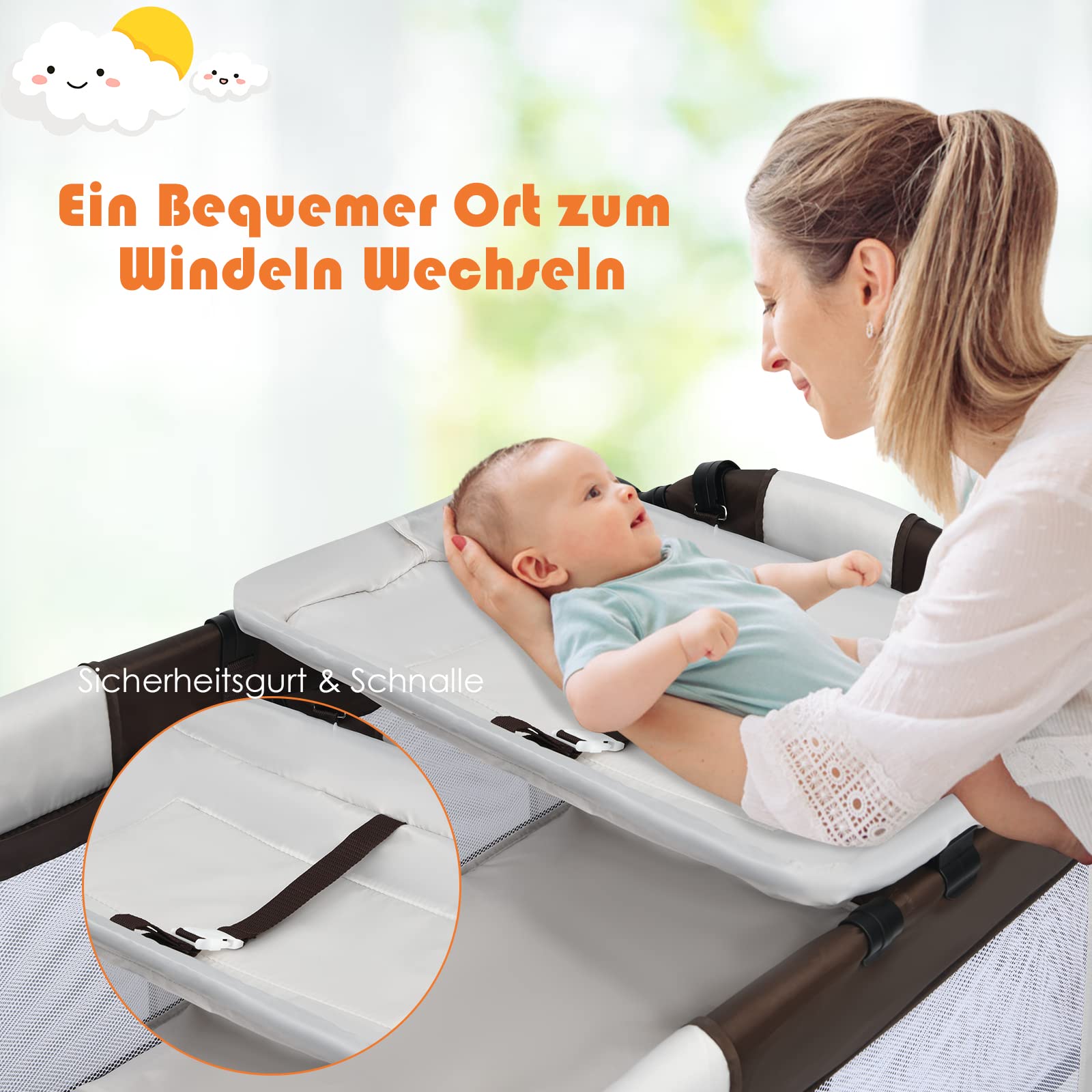 COSTWAY Campingbedje, 4 in 1 inklapbaar reisbed met commode, mobiel ledikanten baby met matras, speelboog, muziekdoos, klamboe, luier mandje en draagtas 60 x 120 (blauw COSTWAY Campingbedje, 4 in 1 inklapbaar reisbed met commode, mobiel ledikanten baby met matras, speelboog, muziekdoos, klamboe, luier mandje en draagtas 60 x 120 (blauw