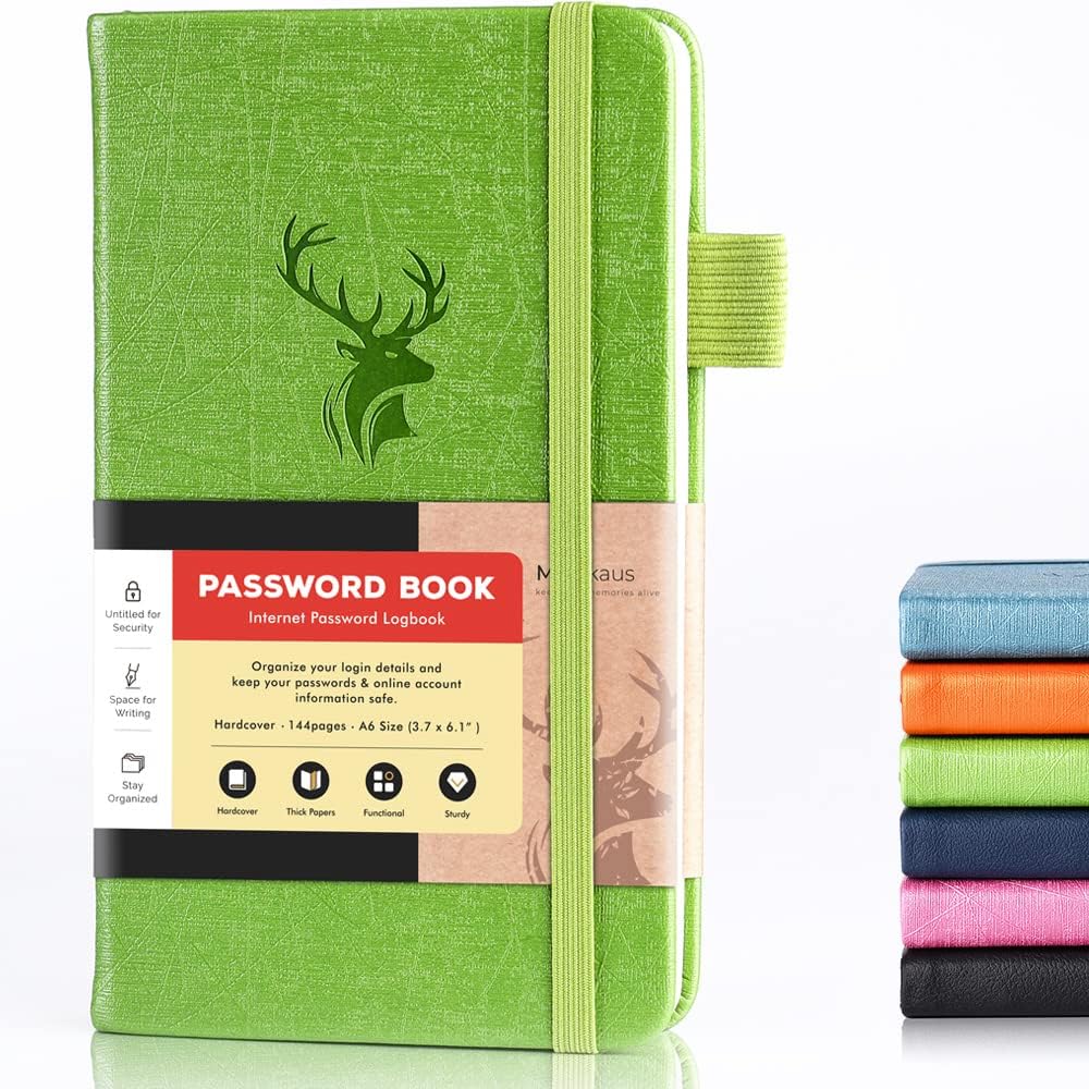 molekaus Password Book with Alphabetical Tabs Small Password Keeper with Extra Password Space to Change Password. Password Notebook for Home or Office