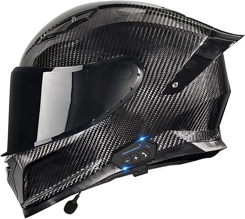 Cascos de motocicleta de fibra de carbono de cara completa, con alerón para deporte, turismo, calle, motoneta, scooter, chopper, ATV, moto de nieve,