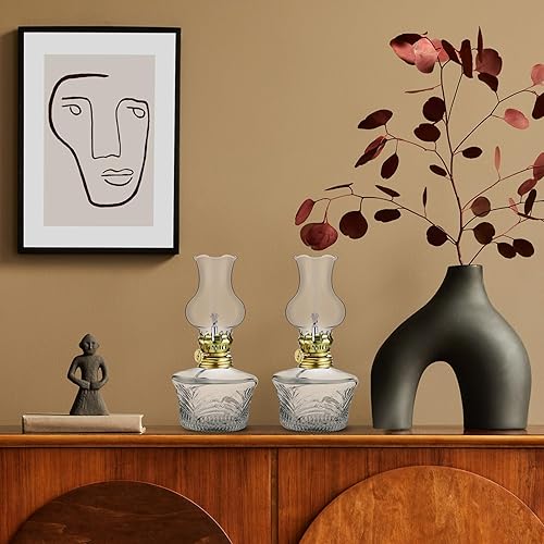 Miniatura 40 de Yexiya 6 lámparas de aceite vintage de vidrio de queroseno, lámpara rústica, cámara de queroseno transparente de aceite, huracán con mecha extra