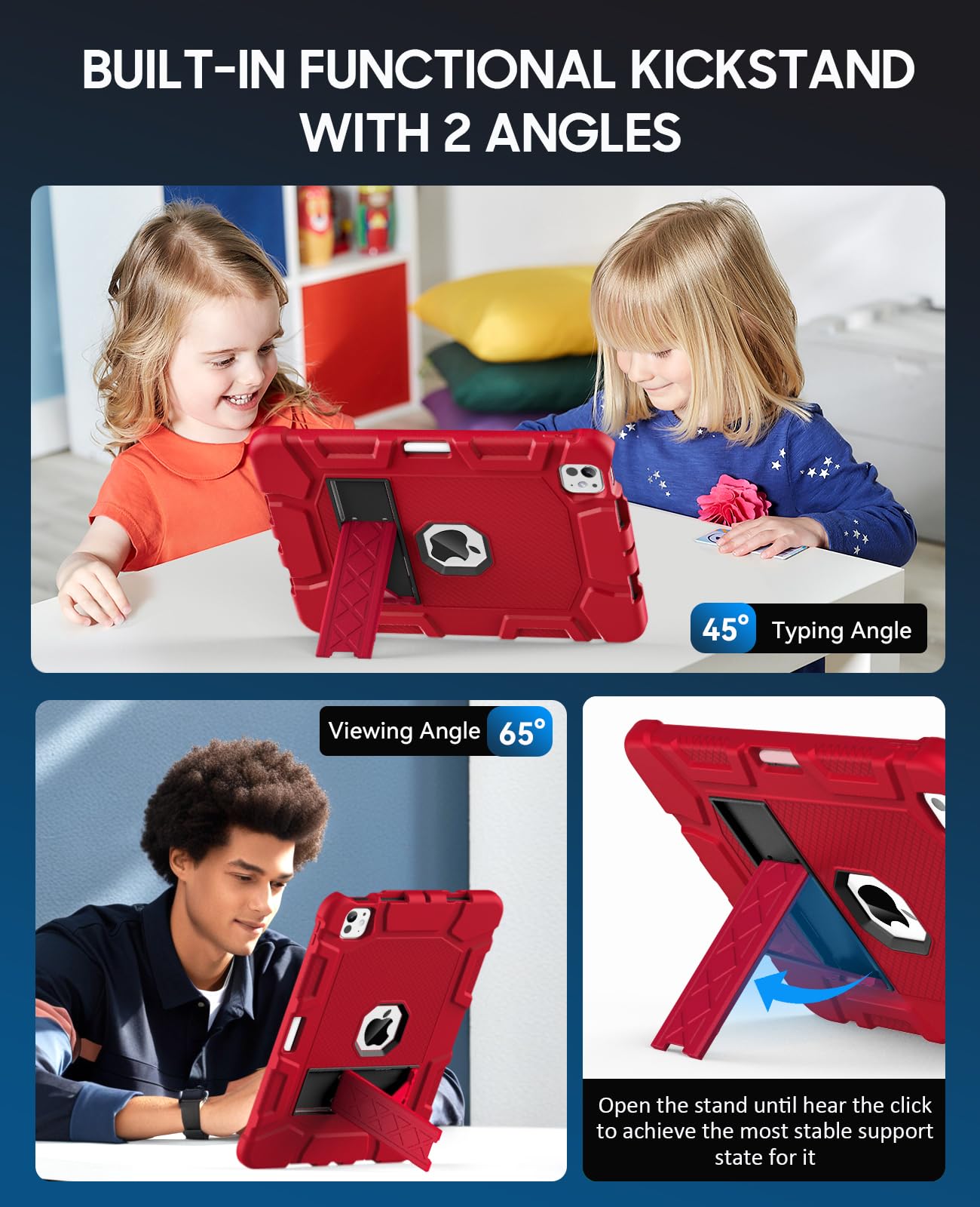 Schutzhülle für iPad Pro 27,9 cm (11 Zoll), 2024 (M4), iPad 11 Pro Hülle mit Stifthalter, integrierter Ständer, stoßfest, robuste Schutzhülle für iPad Pro 11 Zoll (27,9 cm), 5. Generation,