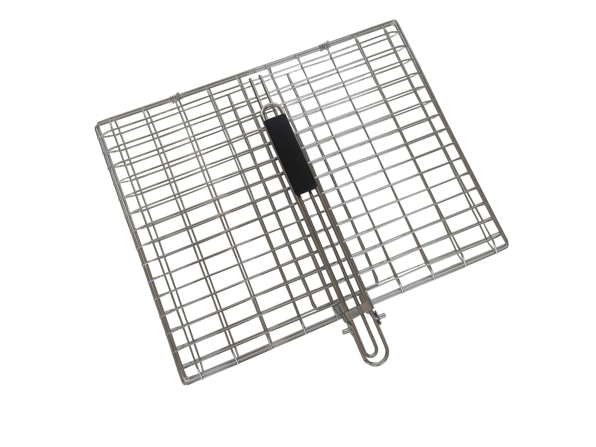 Lifespace Quality Large Flat Grill Basket with Folding Handle - Chrome