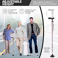 Vista 5 de Walking Cane ATMTV Cane for Woman Mobility & Daily Living Aids 5-Level Height Adjustable Walking Stick Comfortable Plastic T-Handle Portable